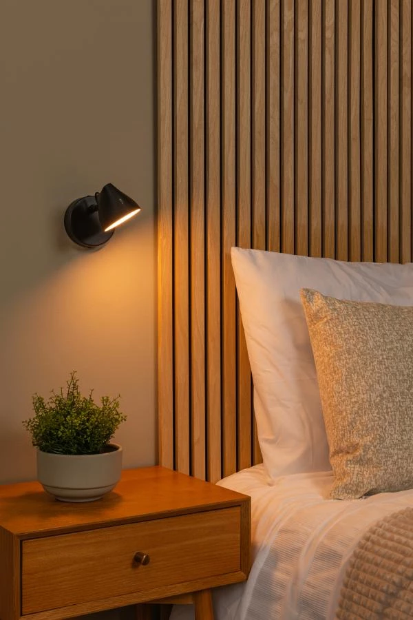 Lucide MILNE - Wall light - LED Dim. - 1x8W 2700K - Black - atmosphere 1